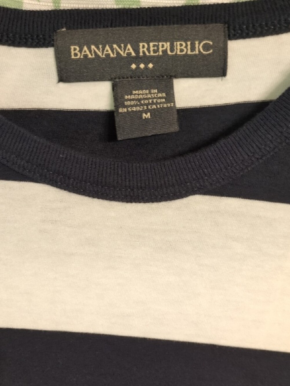 Banana Republic Men’s Black and White Striped Crewneck Sweater - Picture 2 of 3